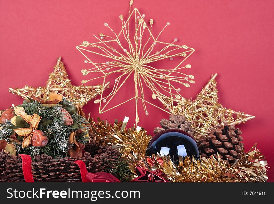 Christmas decorations and pine cones