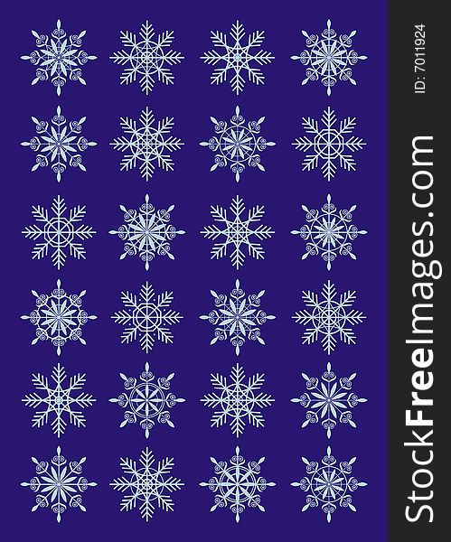 Composition from snowflakes. All snowflakes different under the form and on a design. They remind difficult ornaments. Composition from snowflakes. All snowflakes different under the form and on a design. They remind difficult ornaments.