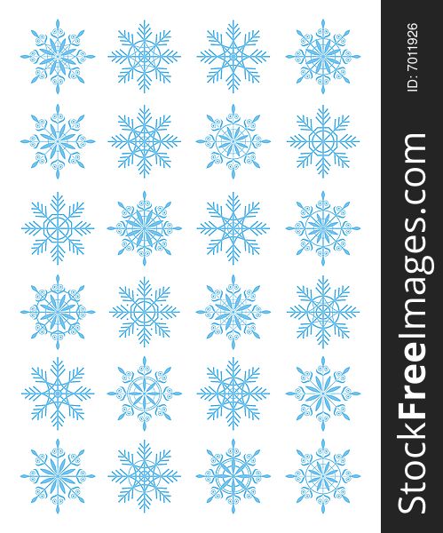 Composition from snowflakes. All snowflakes different under the form and on a design. They remind difficult ornaments. Composition from snowflakes. All snowflakes different under the form and on a design. They remind difficult ornaments.