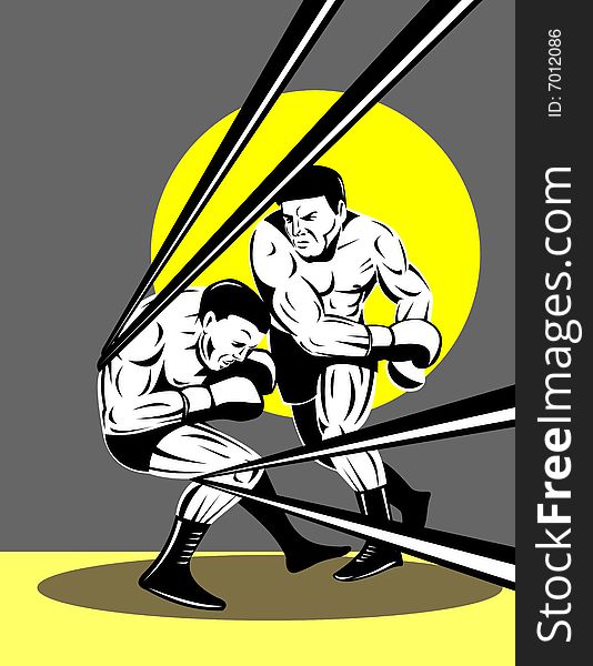 Vector art on the combative sport of boxing. Vector art on the combative sport of boxing