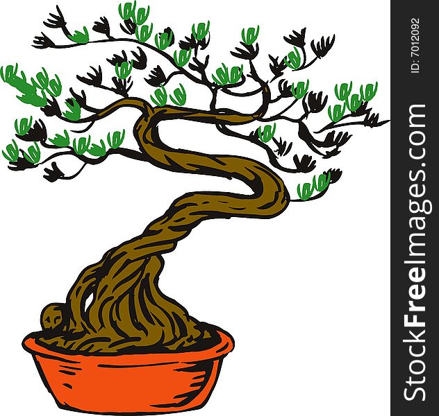 Vector art of a bonsai plant isolated on white background