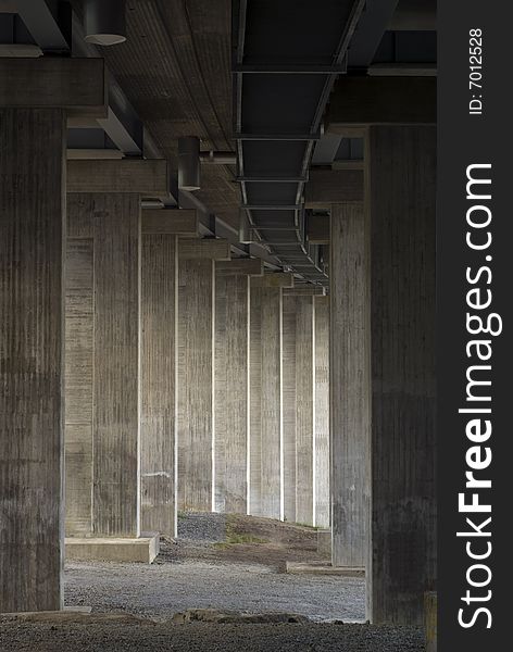 Sparse daylight under the Traneberg bridge in Stockholm. Sparse daylight under the Traneberg bridge in Stockholm.