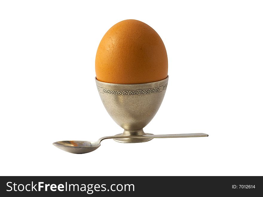 Brown egg isolated over white