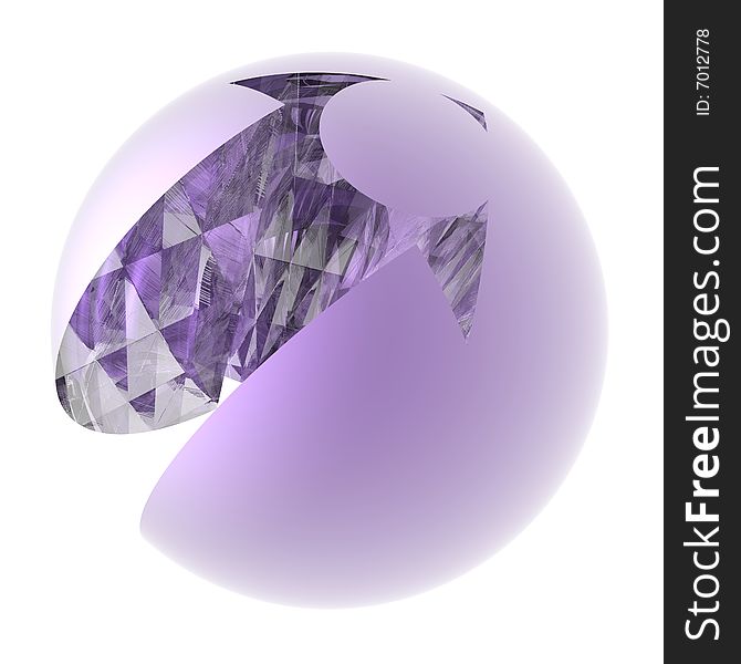 Abstract symbol in the form of lilac sphere with an arrow