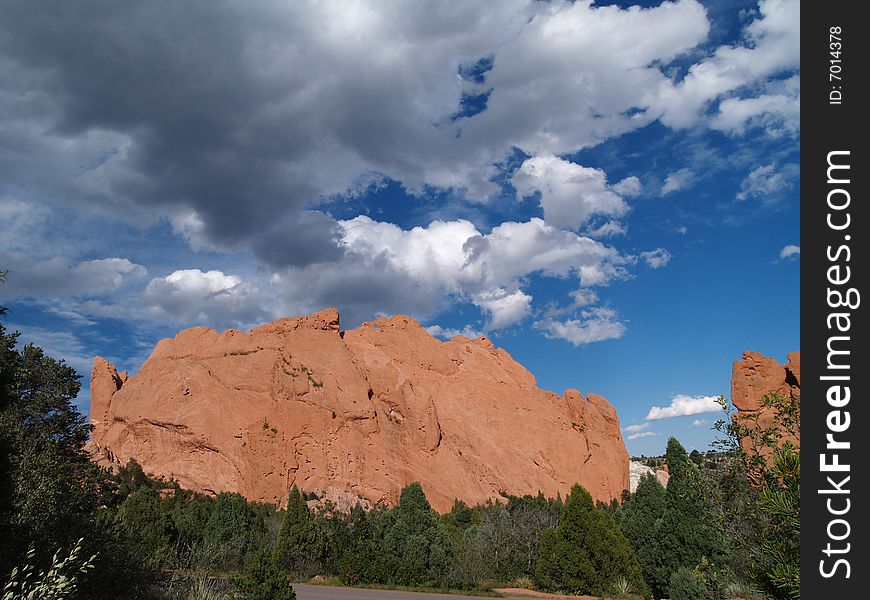 Beautiful red rocks at “Garden of the Gods” in Colorado Springs, Colorado