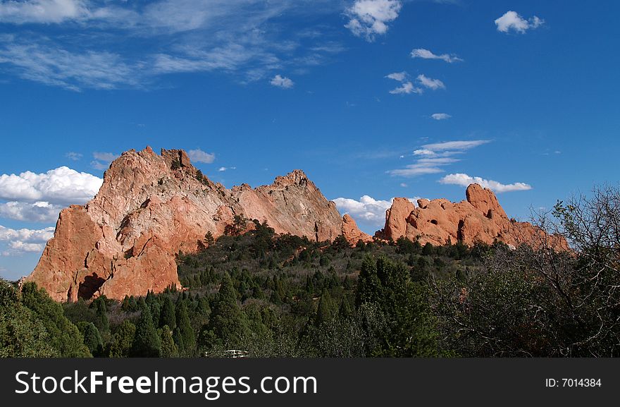 Beautiful red rocks at “Garden of the Gods” in Colorado Springs, Colorado