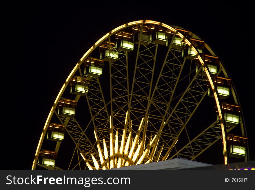 Beautiful ferris wheel with lights