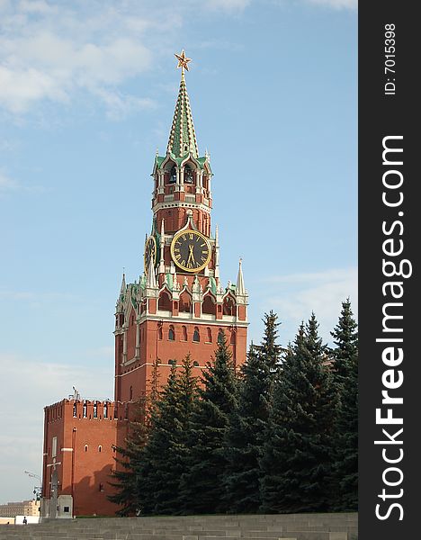 Moscow kremlin. A tower with chiming clock. Moscow kremlin. A tower with chiming clock.