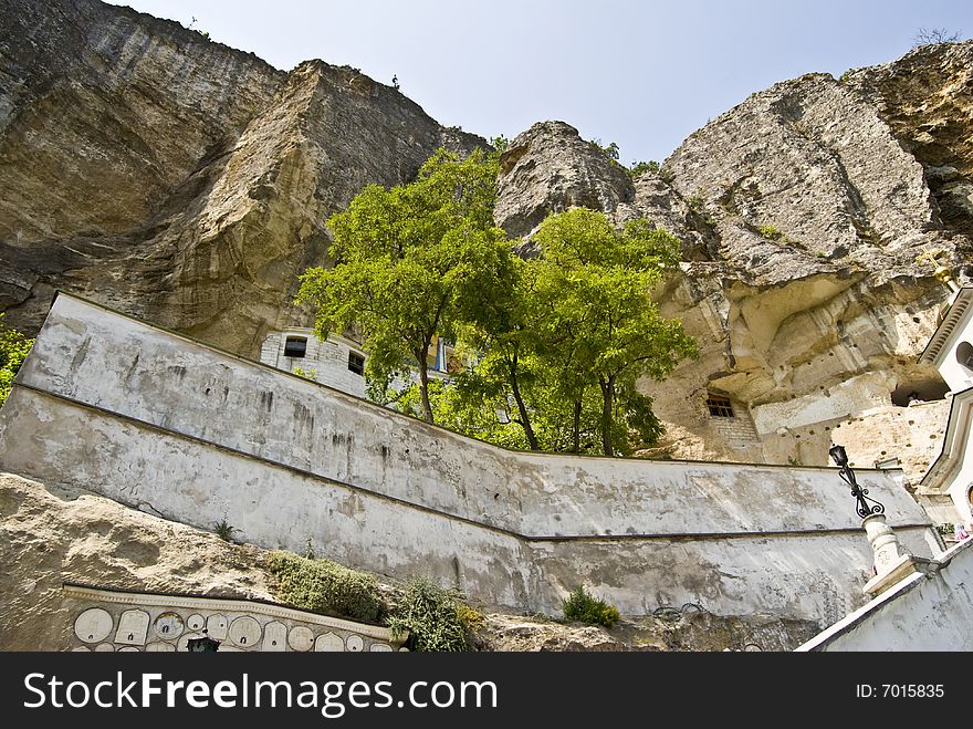 Monastery in the rocks nearby cave-town Chufut-Cale