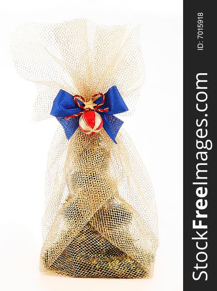 Xmas wrapped gift with decoration. Xmas wrapped gift with decoration