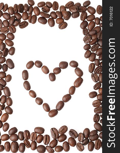 Cofee bean heart in a frame. Cofee bean heart in a frame.