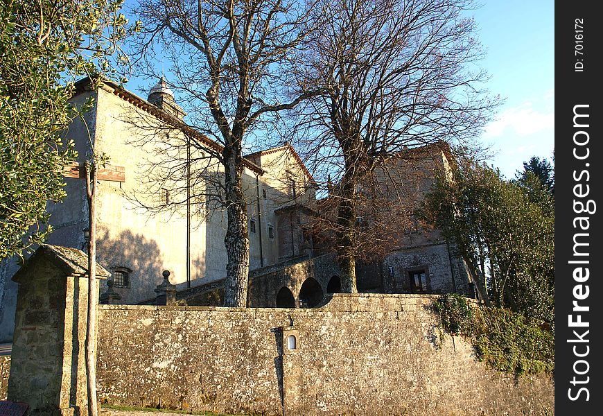 A beautiful shot of a church on mount senario tuscany