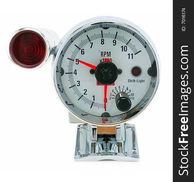Tachometer with indicator isolated on a white background