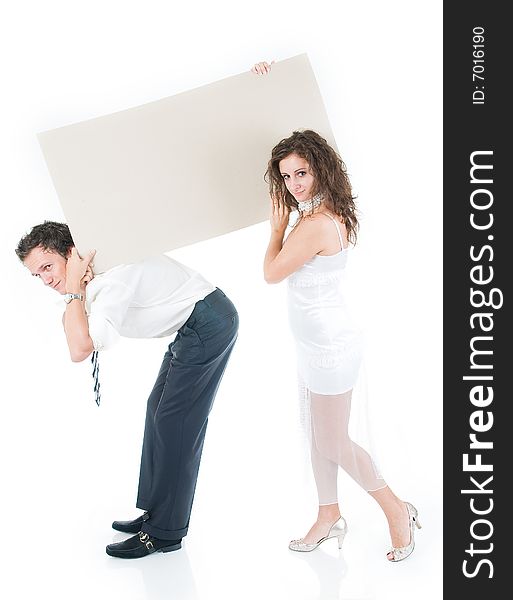 Funny Couple With Blank For Your Text