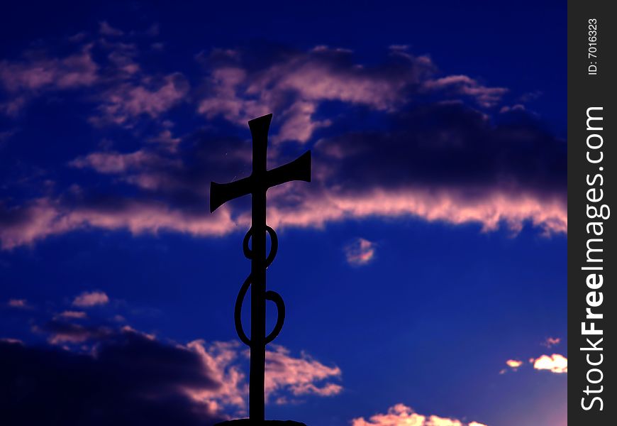 Cross and clouds in the sky