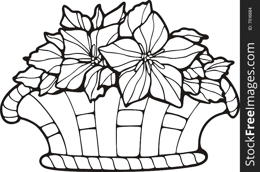 Floral basket, vector illustration series.