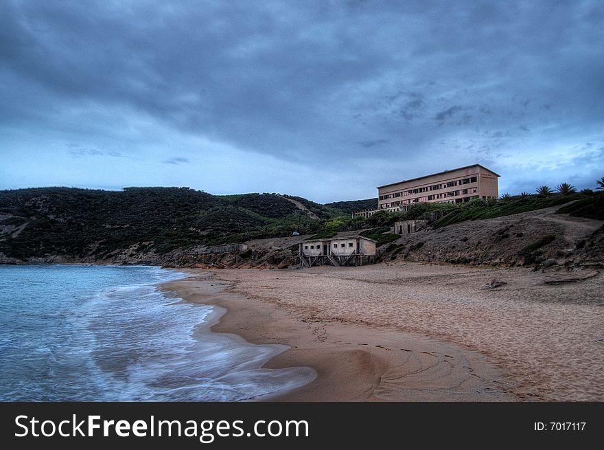 Sardinia, Italy. Neglected hotel. HDR