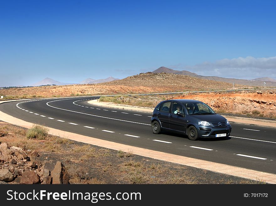 Canary island Lanzarote, mountains road. Canary island Lanzarote, mountains road