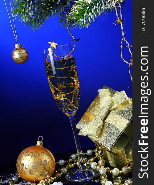 Christmas decoration on a blue background. Christmas decoration on a blue background.