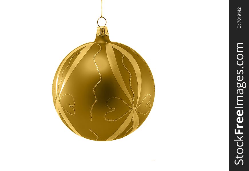 Decorative Christmas bauble isolated on white background.