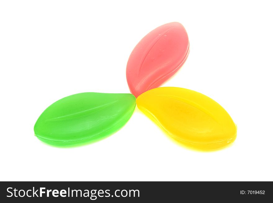 Colored soaps isolated on white. Colored soaps isolated on white.