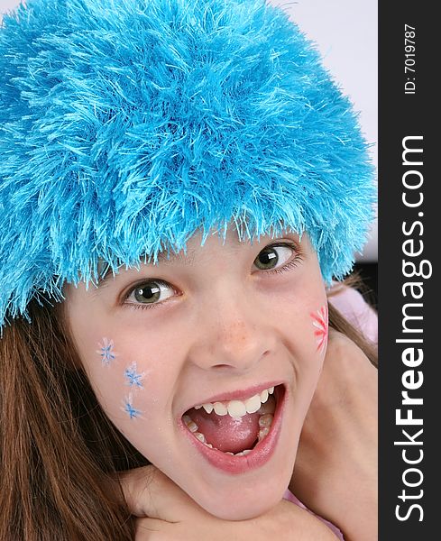 Girl with blue cap portrait. Girl with blue cap portrait