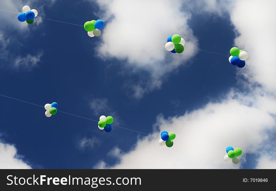 Holiday balloons in the sky
