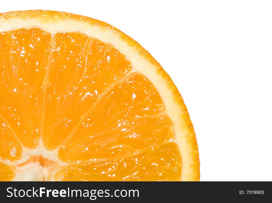 Orange close up isolated on white background.