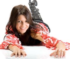 Beautiful Young Woman Laying On Floor Smiling. Stock Photography Beautiful Young Woman Laying On Floor Smiling. Stock Photography