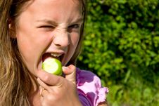 Girl With Apple Stock Photo Girl With Apple Stock Photo