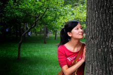 A Woman With A Tree Stock Images A Woman With A Tree Stock Images