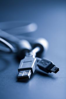 Usb Cable Toned Blue Royalty Free Stock Photos