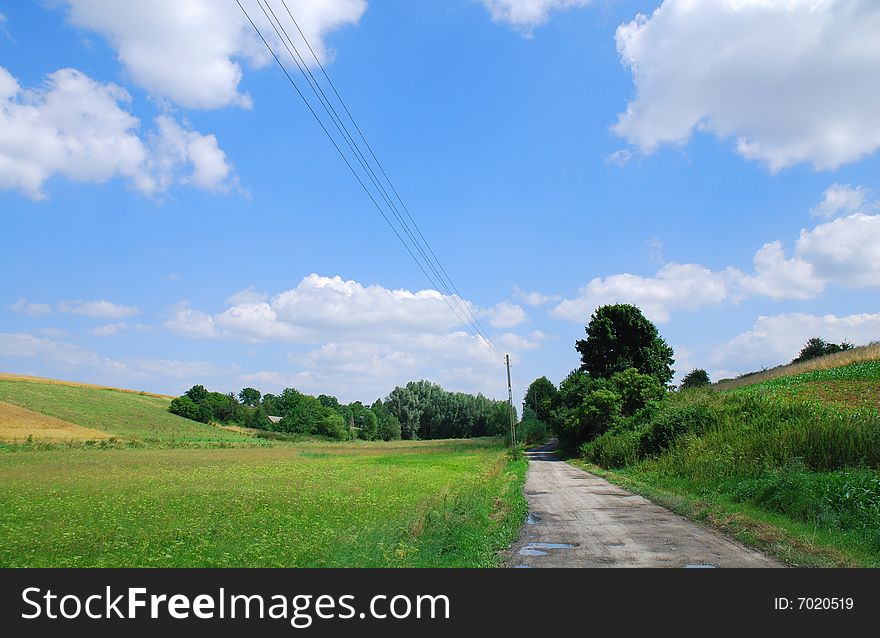 Rural country road. summer landscape