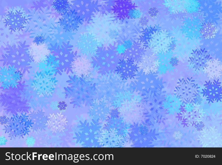 Multicolored snowflakes, abstract winter background. Multicolored snowflakes, abstract winter background