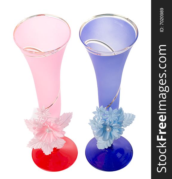 Red And Blue Wedding Flutes