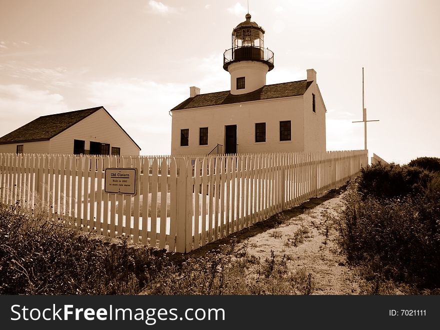 Cabrillo Lighthouse above San Diego Harbor