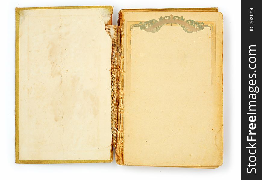 Old book on the white background with clipping path and frame. Old book on the white background with clipping path and frame