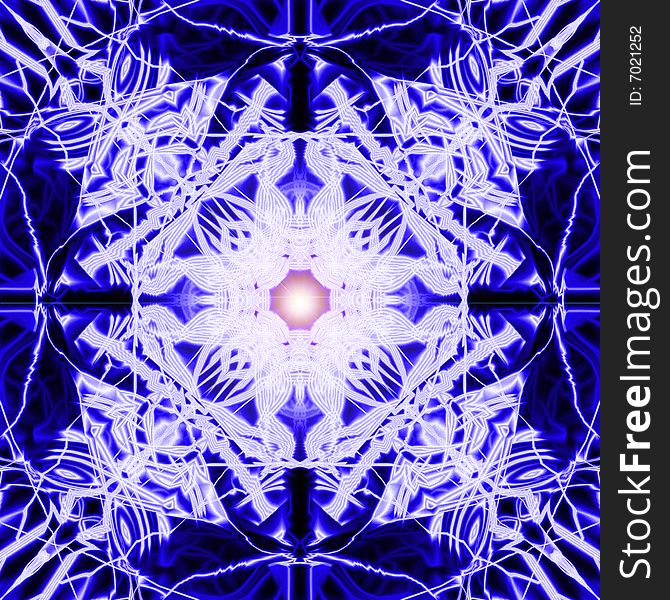 Pattern of the white snowflake on turn blue and black background