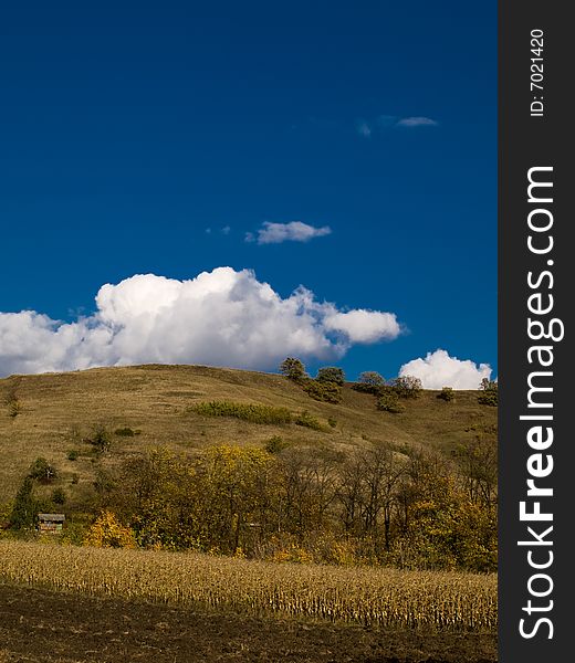 Farming landscape  with blue sky and clouds. Farming landscape  with blue sky and clouds