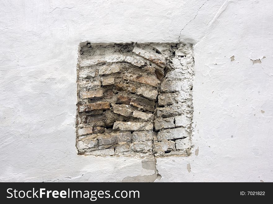 White wall with bricks