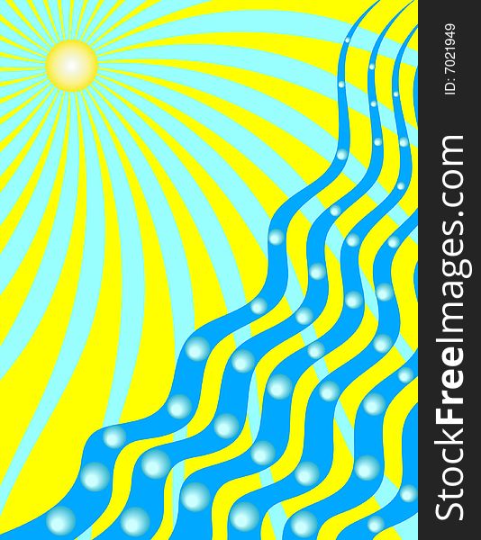 Abstract background with sun and sea.Vector illustration.