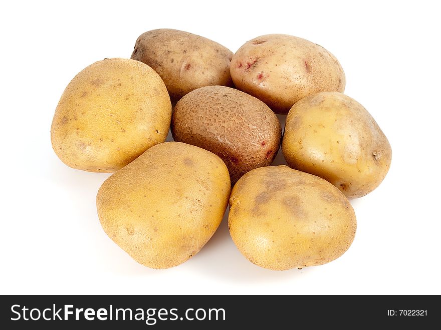 Some potatoes isolated on the white background