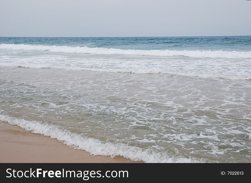 Waves running on sandy coast of Mediterranean sea. Waves running on sandy coast of Mediterranean sea