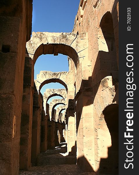 Arches of antique coliseum on the north of Tunisia. Arches of antique coliseum on the north of Tunisia