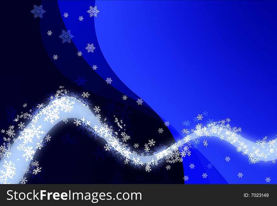 Christmas background with white snowflakes and blue shape. Christmas background with white snowflakes and blue shape.