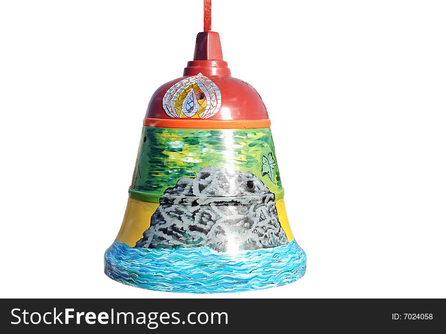 Colored Christmas bell against white background