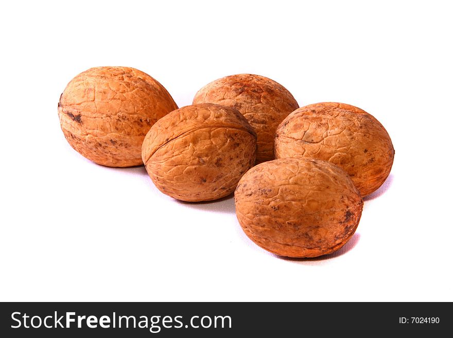 Walnuts isolated on white background