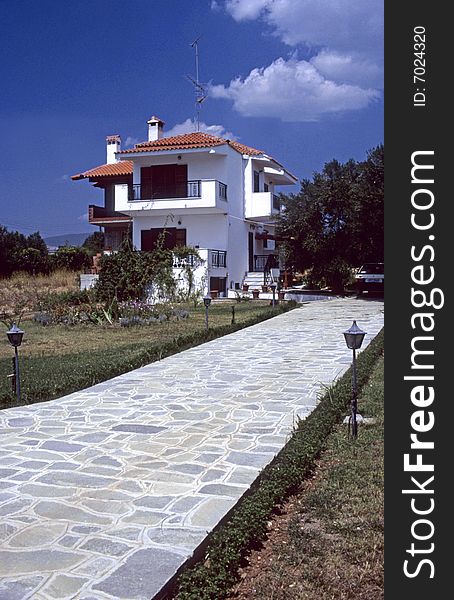 Greek house with garden at Chalkidiki North Greece. Greek house with garden at Chalkidiki North Greece