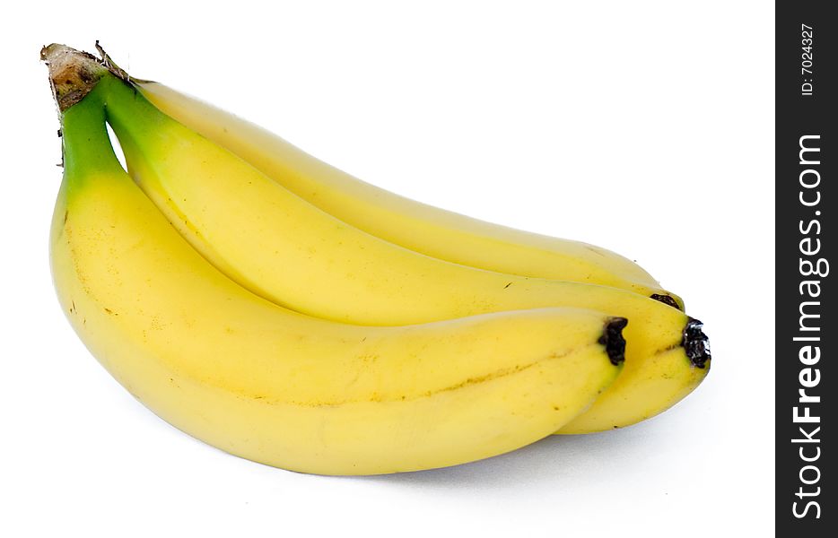 Branch of bananas isolated on the white background
