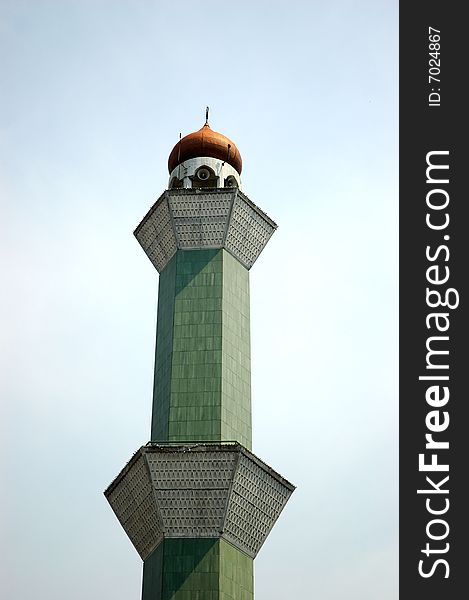 Mosque tower in bandung, indonesia